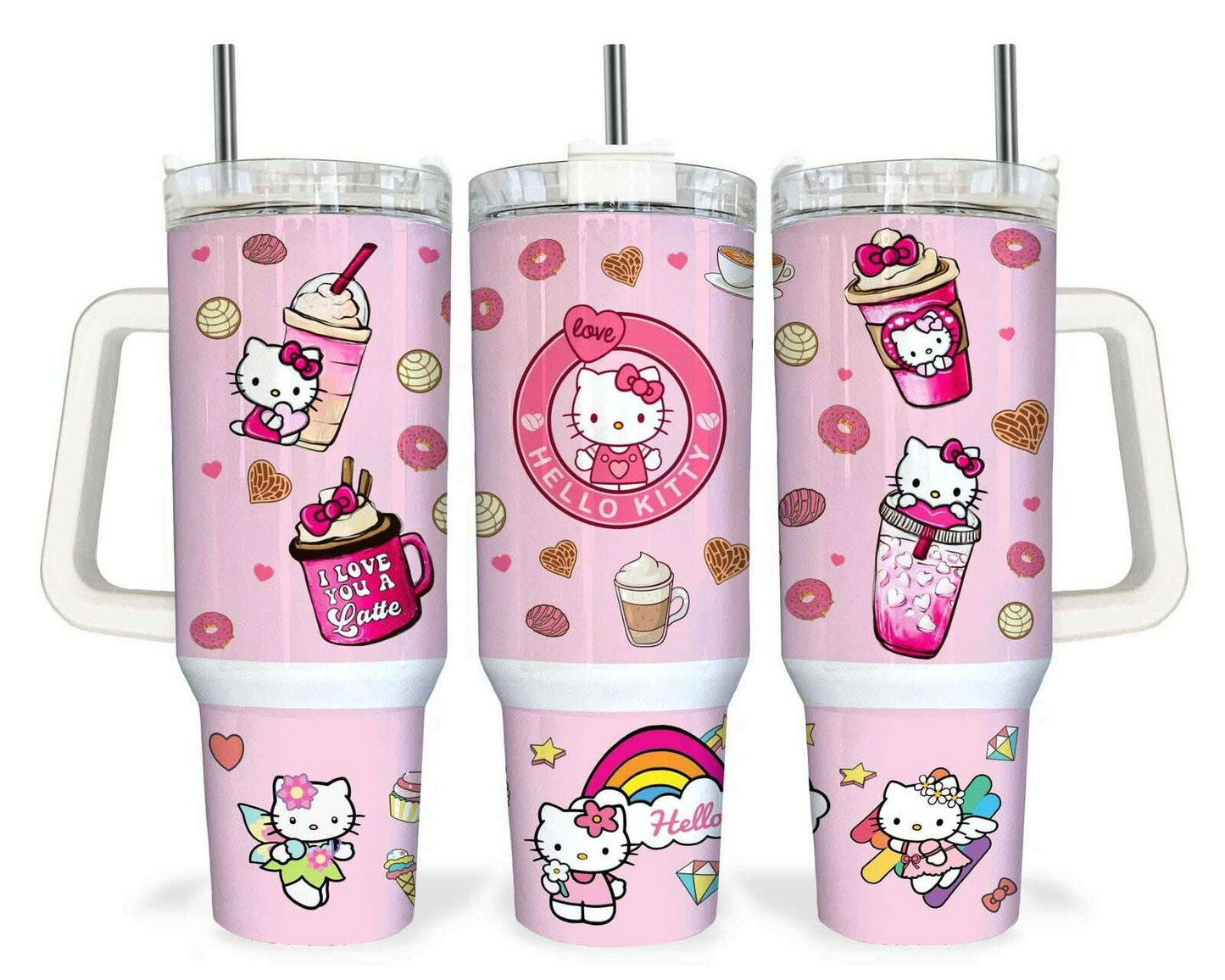 Cartoon Character 40oz Quencher Tumbler Sublimation Design PNG