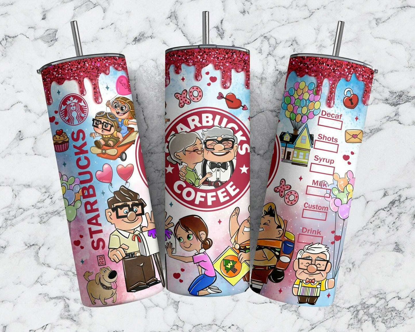 Cartoon Character Valentine Tumbler Design PNG, Valentine 20oz Skinny Tumbler