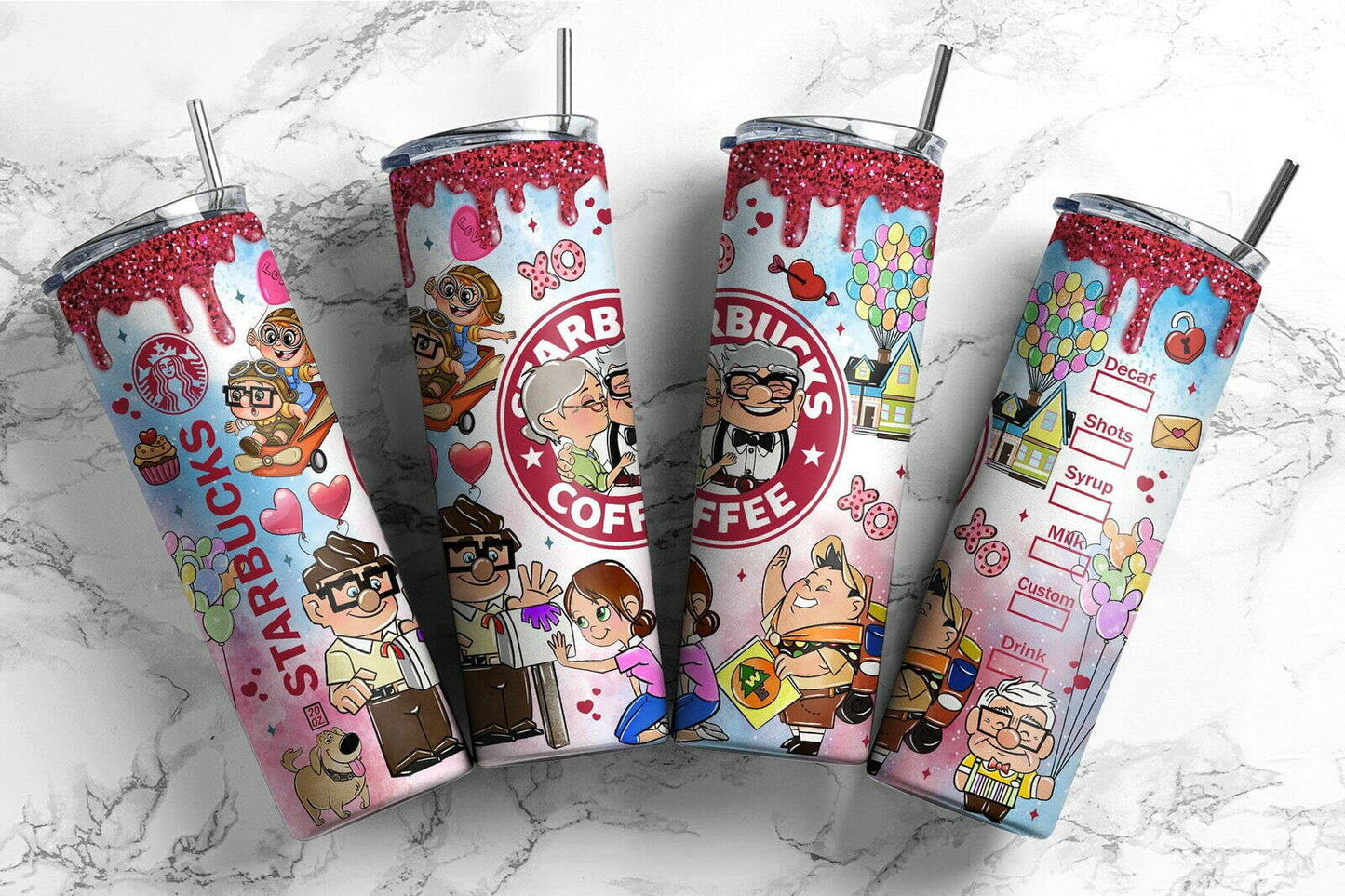 Cartoon Character Valentine Tumbler Design PNG, Valentine 20oz Skinny Tumbler