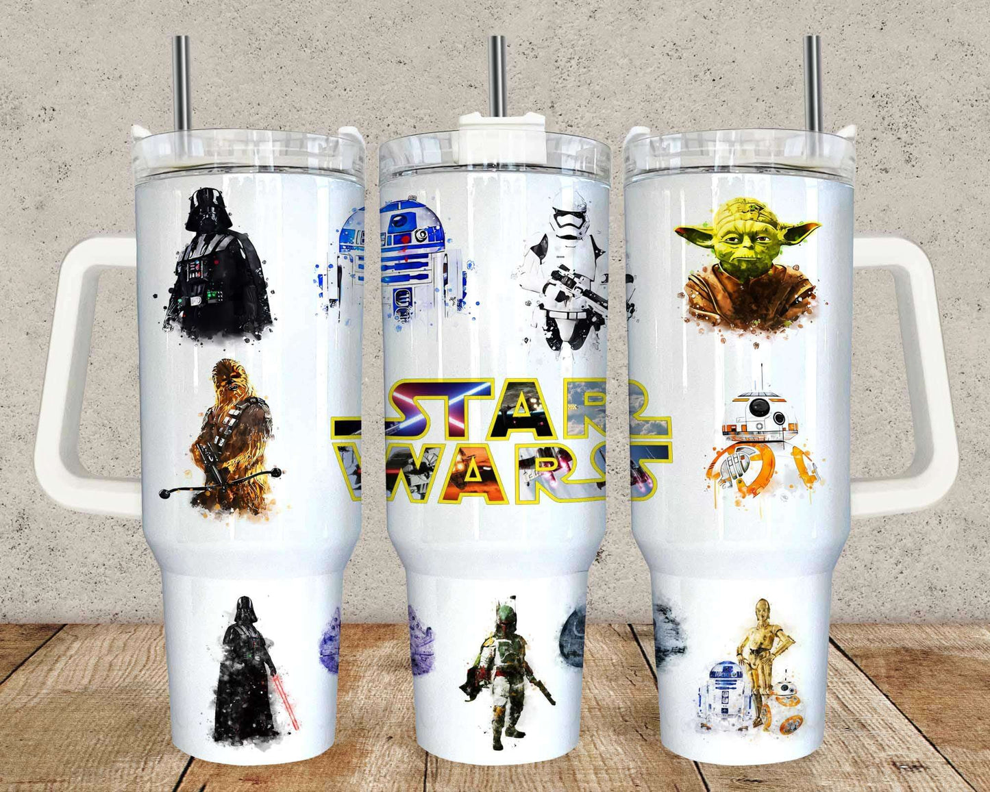 Cartoon Characters 40oz Tumbler Wrap WaterColor Png