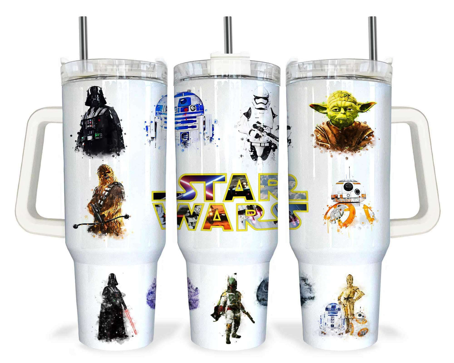 Cartoon Characters 40oz Tumbler Wrap WaterColor Png