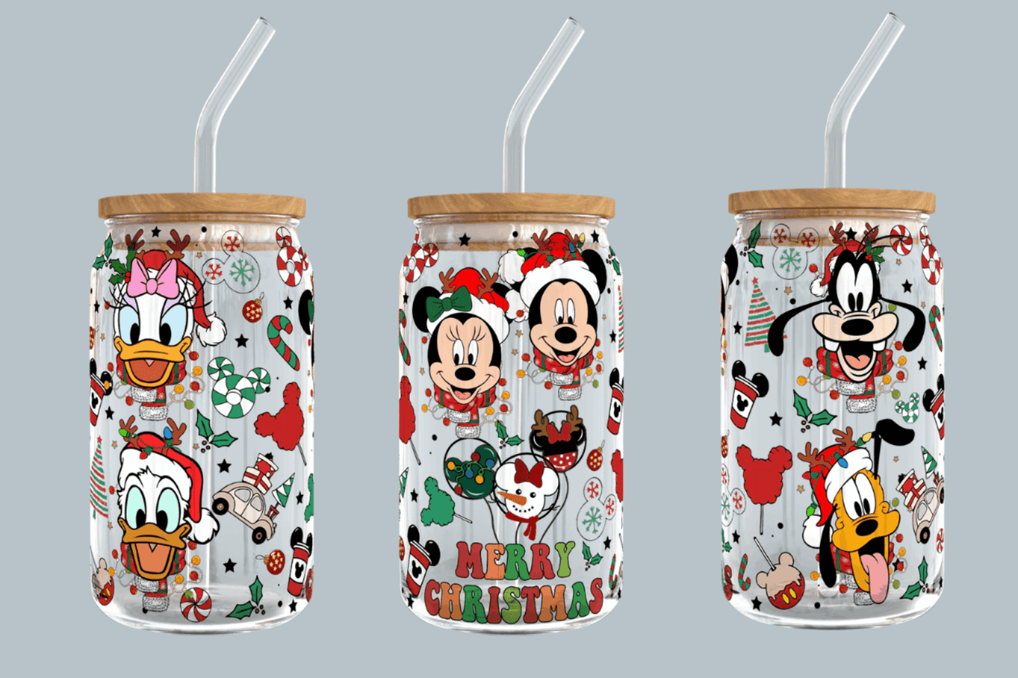 Cartoon Christmas 16oz libbey can Cartoon PNG, 16oz Glass Can Wrap, 16oz Libbey Can Glass