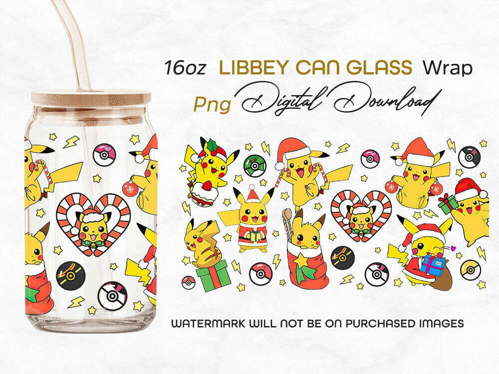 Cartoon Christmas Tumbler PNG, 16oz Glass Can Wrap Christmas Sublimation Design