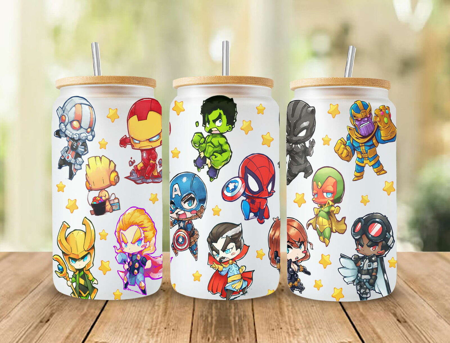Cartoon Comics 16oz Can Glass, Hero Tumbler Sublimation, Hero Tumbler wrap Sublimation, Comics Sublimation