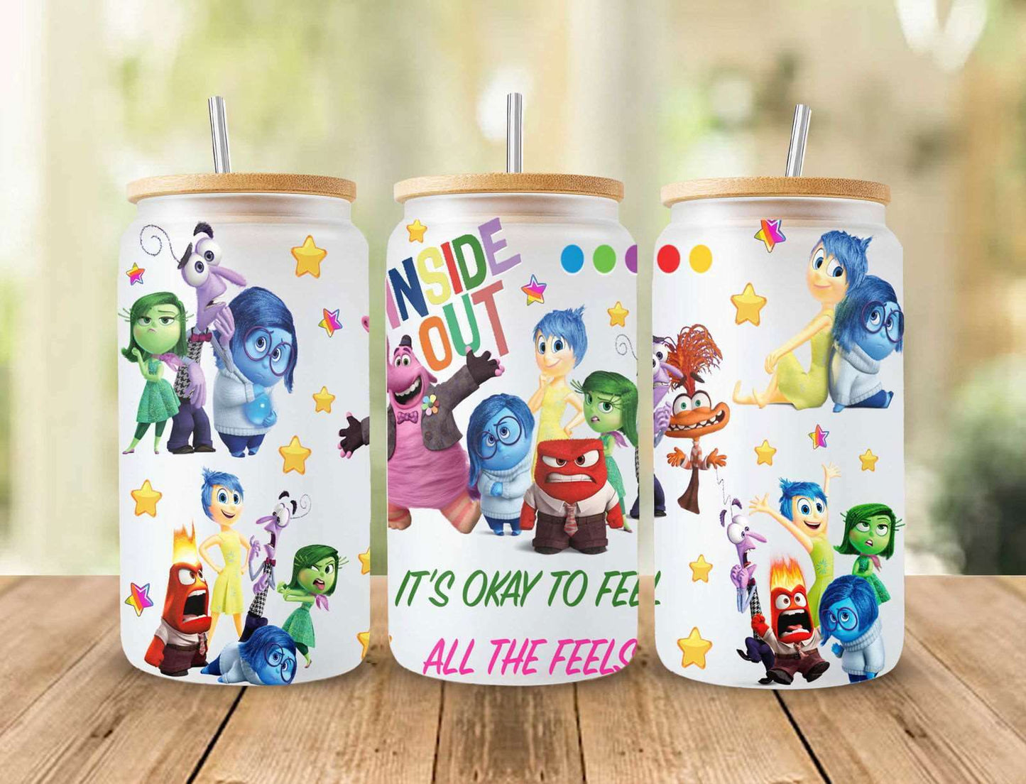 Cartoon Emotions 16oz Glass Can Wrap, Cartoon 16oz Glass Can Png