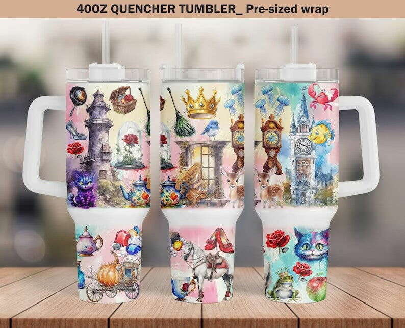 Cartoon Movie 40oz Tumbler Wrap, Fairytale Skinny Tumbler