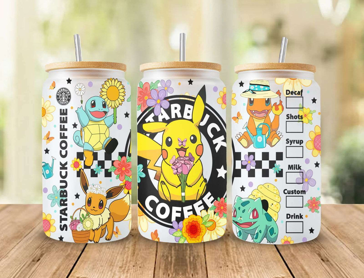 Cartoon Poke Tumbler PNG, 16oz Libbey Glass Can, Can Glass Wrap