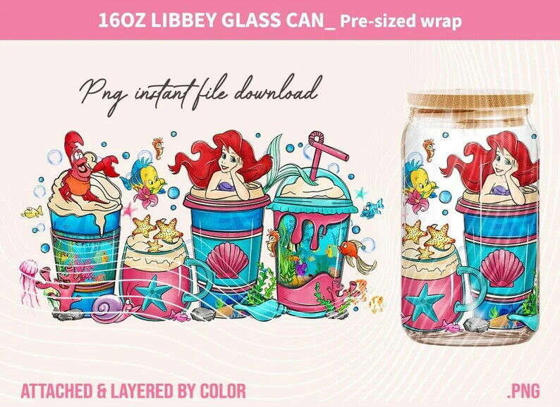 Cartoon Princess 16oz Can glass, Skinny Tumbler Wrap, Can glass, Png download