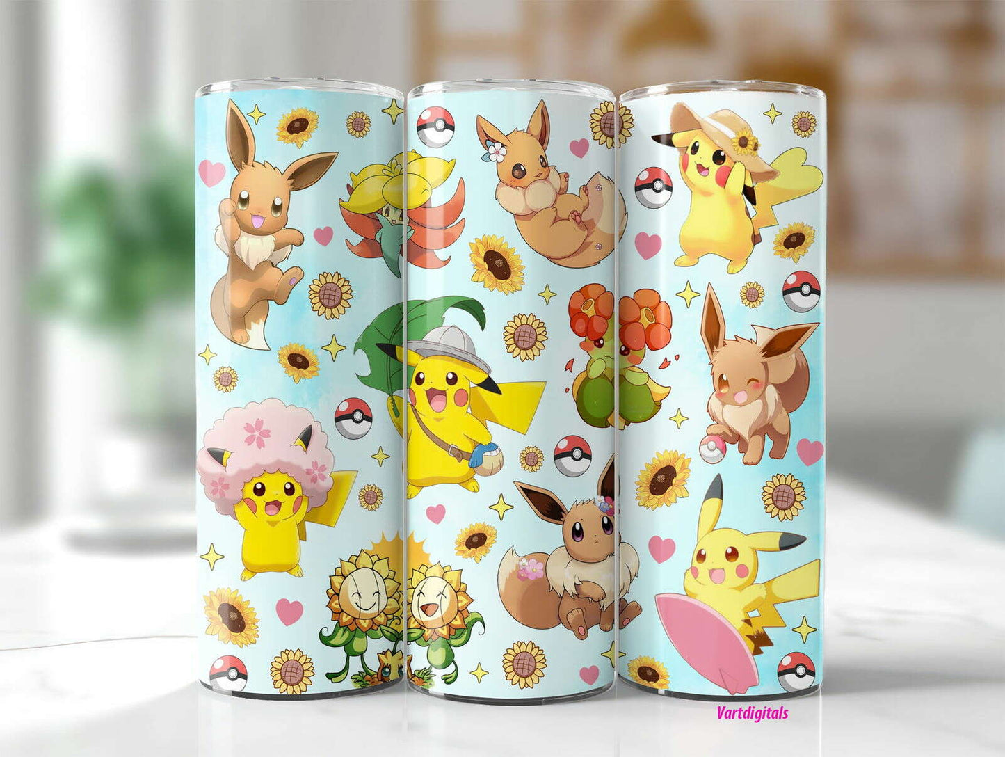 Cartoon Spring 16oz Glass Can Wrap, Poke Glass Can, Gotta Catch 'em all Design