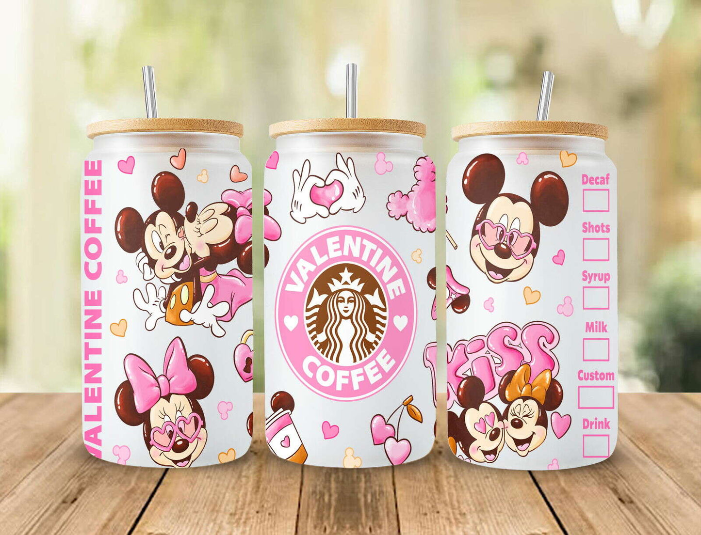 Cartoon Valentine 16oz Can Glass Png, Valentine Gift