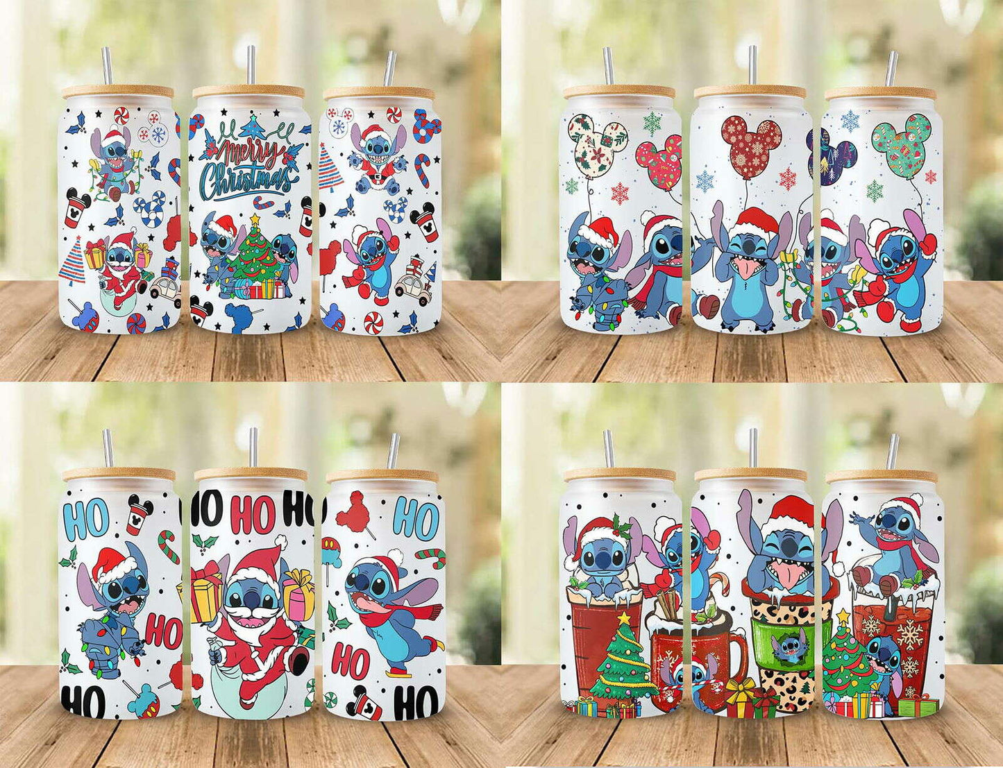 Christmas 16oz libbey can Cartoon PNG, 16oz Glass Can Wrap 1