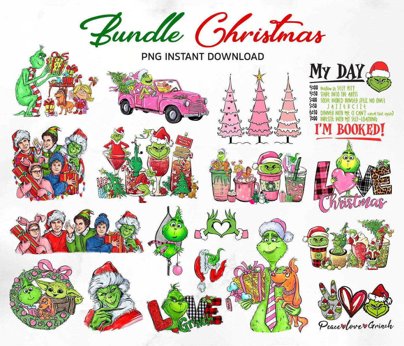 Christmas Bundle Png, Pink Christmas