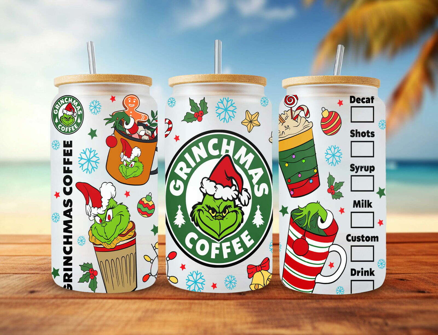 Christmas Can Glass Wrap, 16oz Libbey Can Glass Wrap, Christmas Vibes