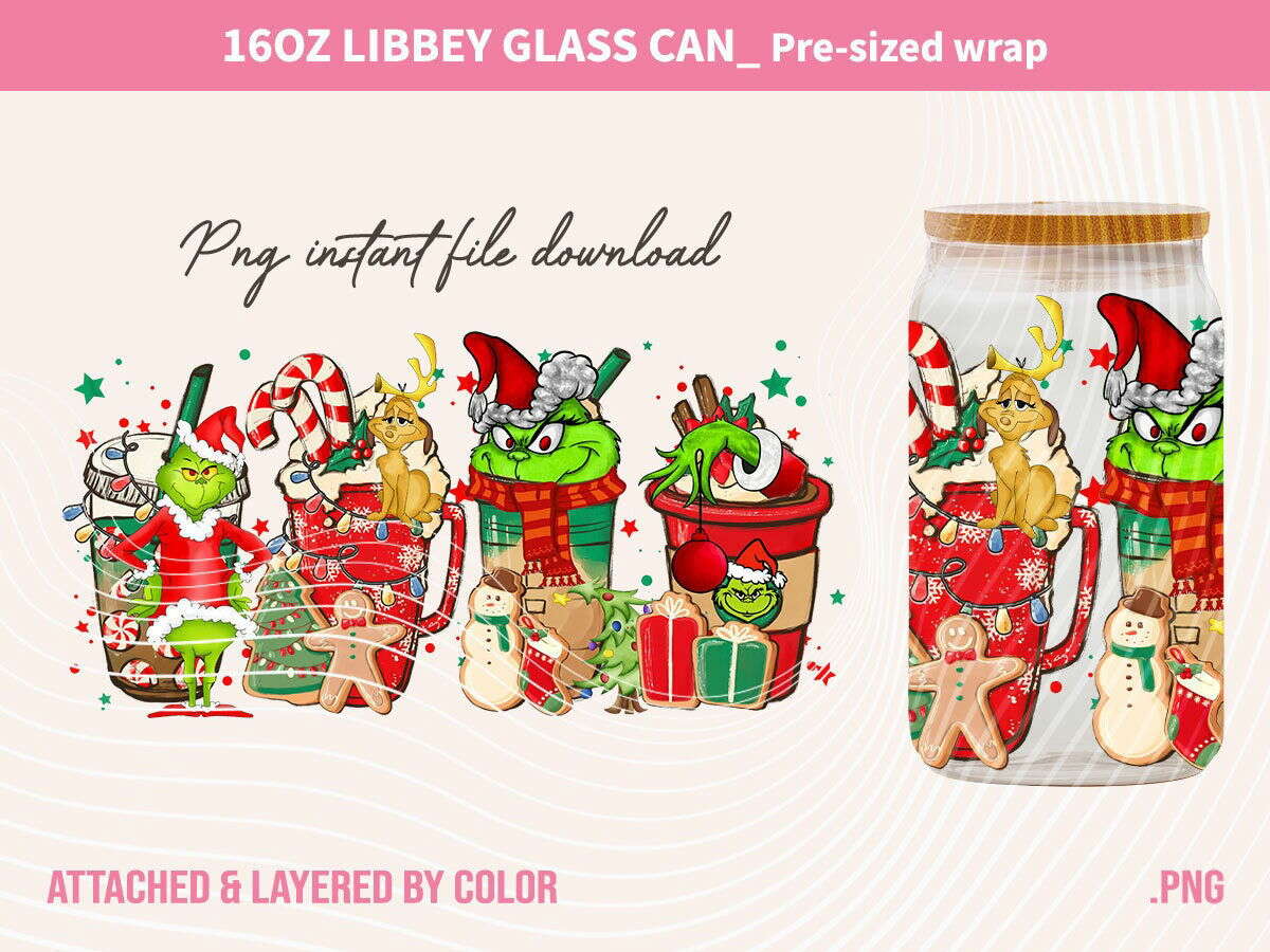 Christmas Can Glass Wrap, Christmas 16oz, Movie Can Glass