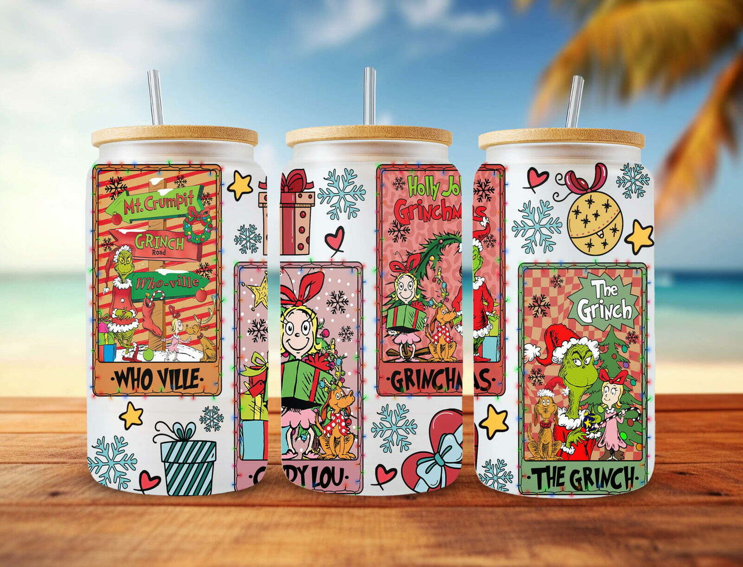 Christmas Card Tumbler Wrap, 16oz Can Glass