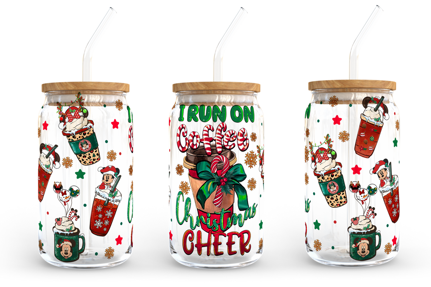 Christmas Coffee Designs 16oz Libbey Glass Can wrap