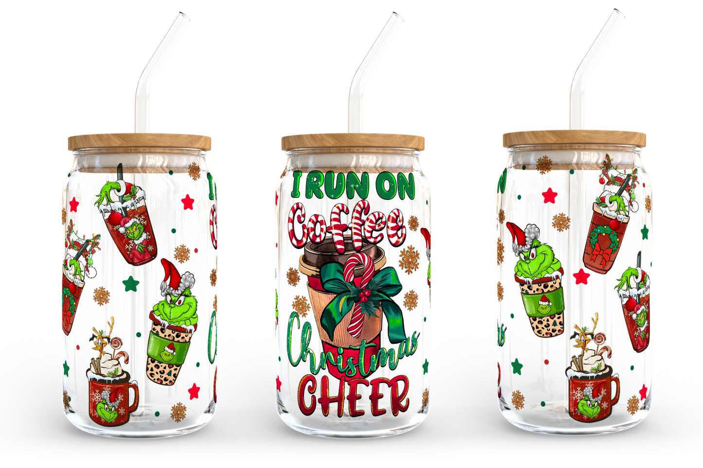 Christmas Coffee Designs 16oz Libbey Glass Can wrap