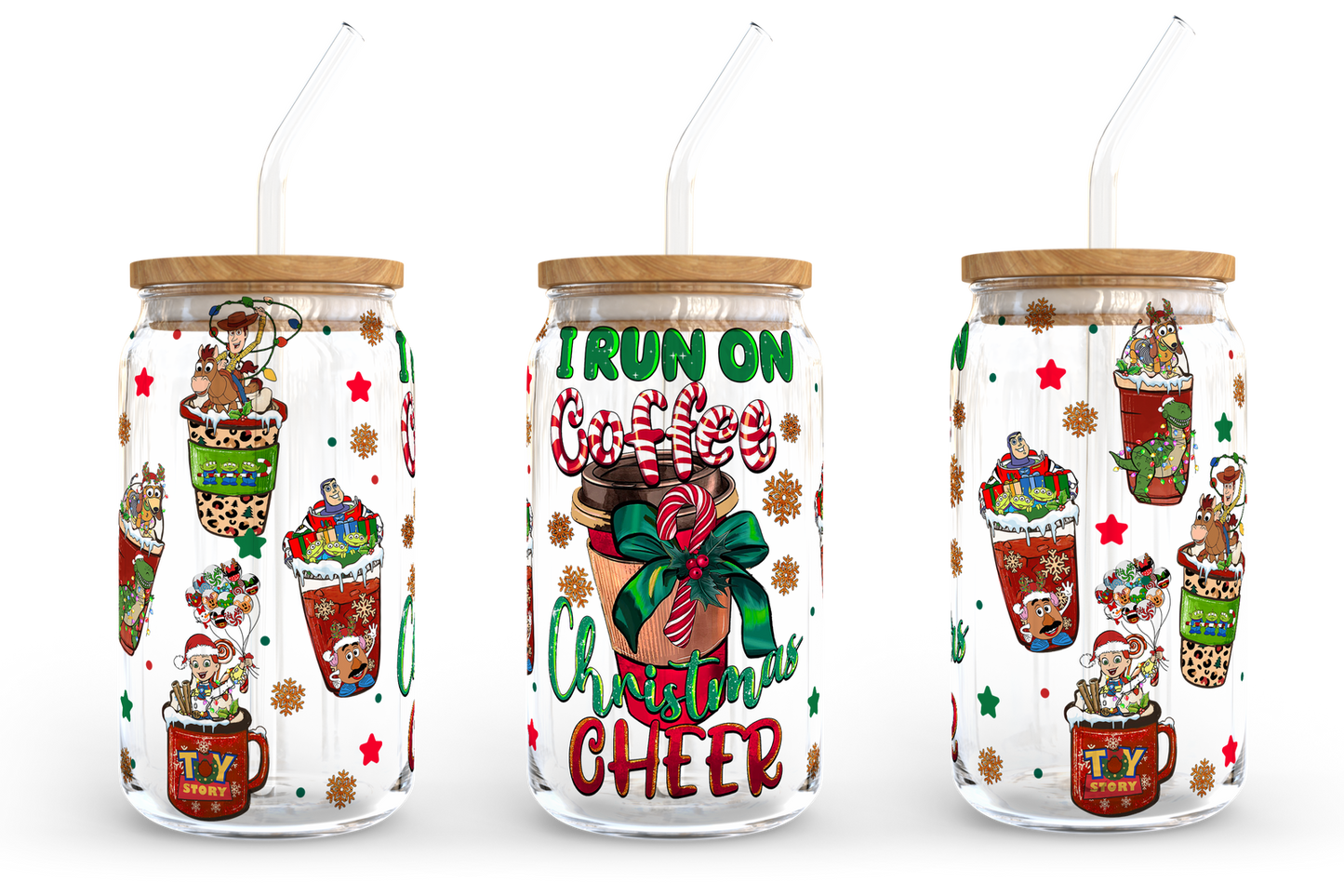Christmas Coffee Designs 16oz Libbey Glass Can wrap