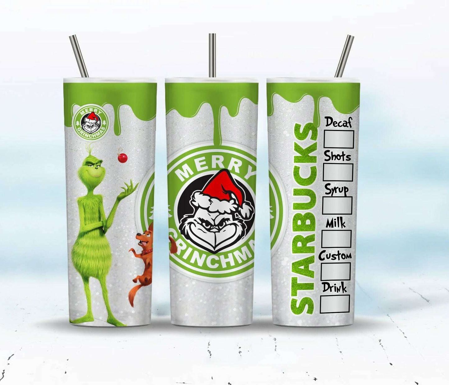 Christmas Tumbler Sublimation Designs 20oz Skinny Tumbler Bundle Wrap
