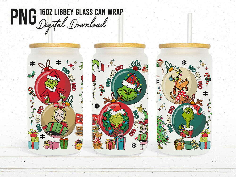 Christmas Tumbler Wrap, 16oz Can Glass, 16oz Funny Christmas, Merry Christmas