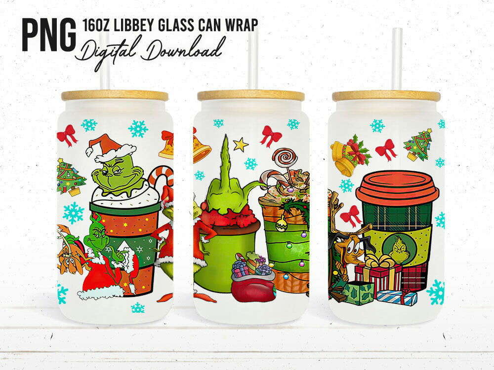 Christmas Tumbler Wrap, 16oz Can Glass Wrap 5