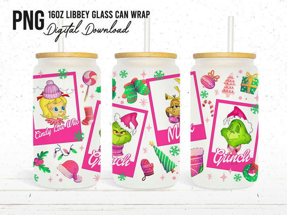 Christmas Tumbler Wrap, 16oz Can Glass Wrap 7