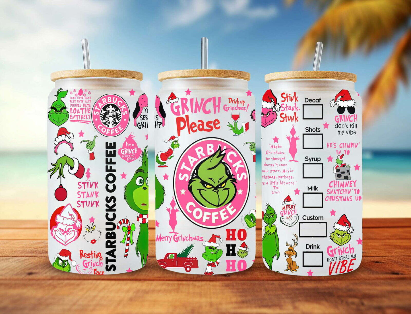 Christmas Tumbler Wrap, 16oz Can Glass Wrap, Merry Christmas Can Glass 3