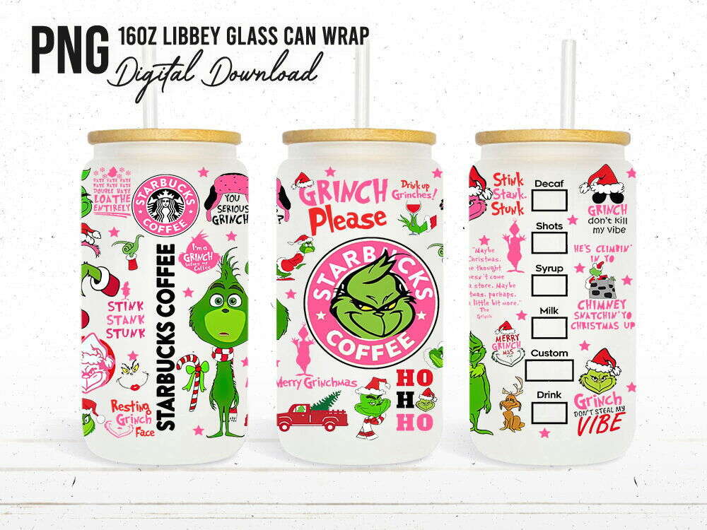 Christmas Tumbler Wrap, 16oz Can Glass Wrap, Merry Christmas Can Glass 3