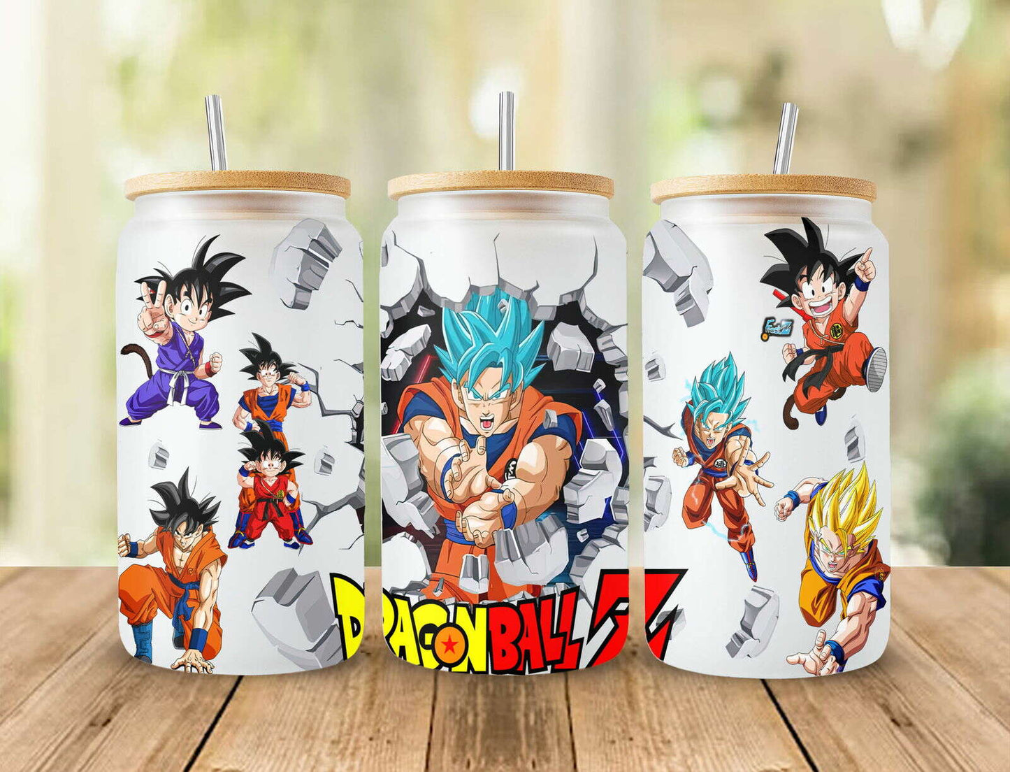 Comics Cartoon Design 16oz Glass Can Wrap, GOK an Friends Sublimation Png Design