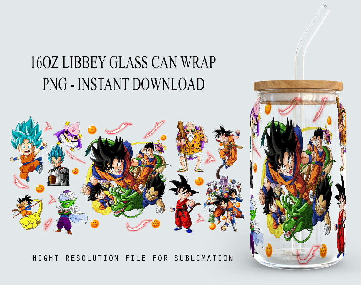 Comics Cartoon Design Glass Can 16oz Wrap, Unique Comics Libbey Glass Can Wrap Sublimation Instant Download