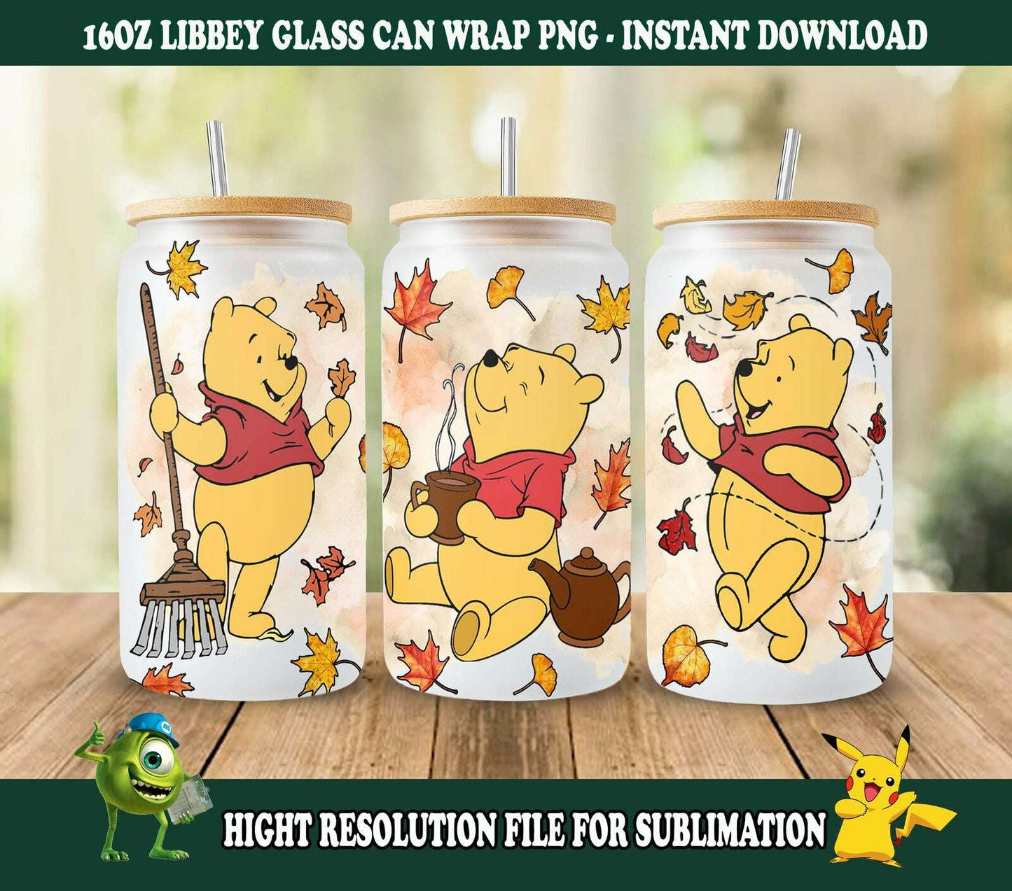Fall Can Glass Wrap, 16oz Libbey Glass Can