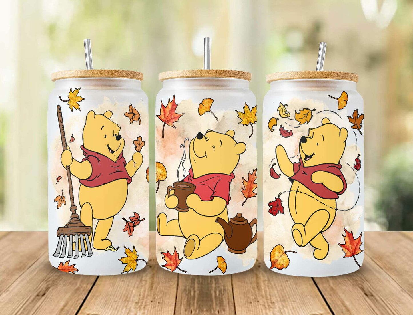 Fall Can Glass Wrap, 16oz Libbey Glass Can