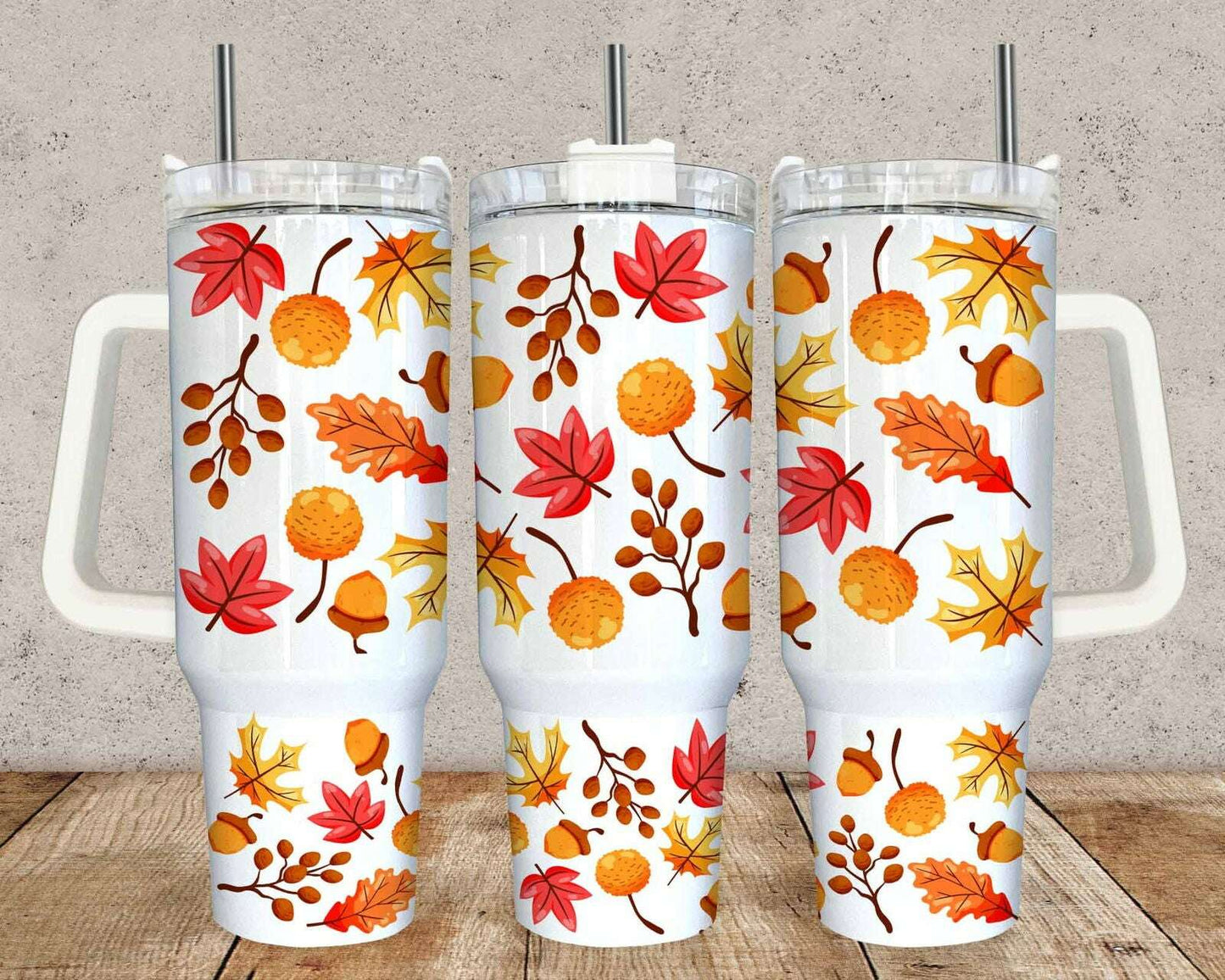 Fall Floral Design 40oz Quencher Wrap, Autumn Flowers Wrap