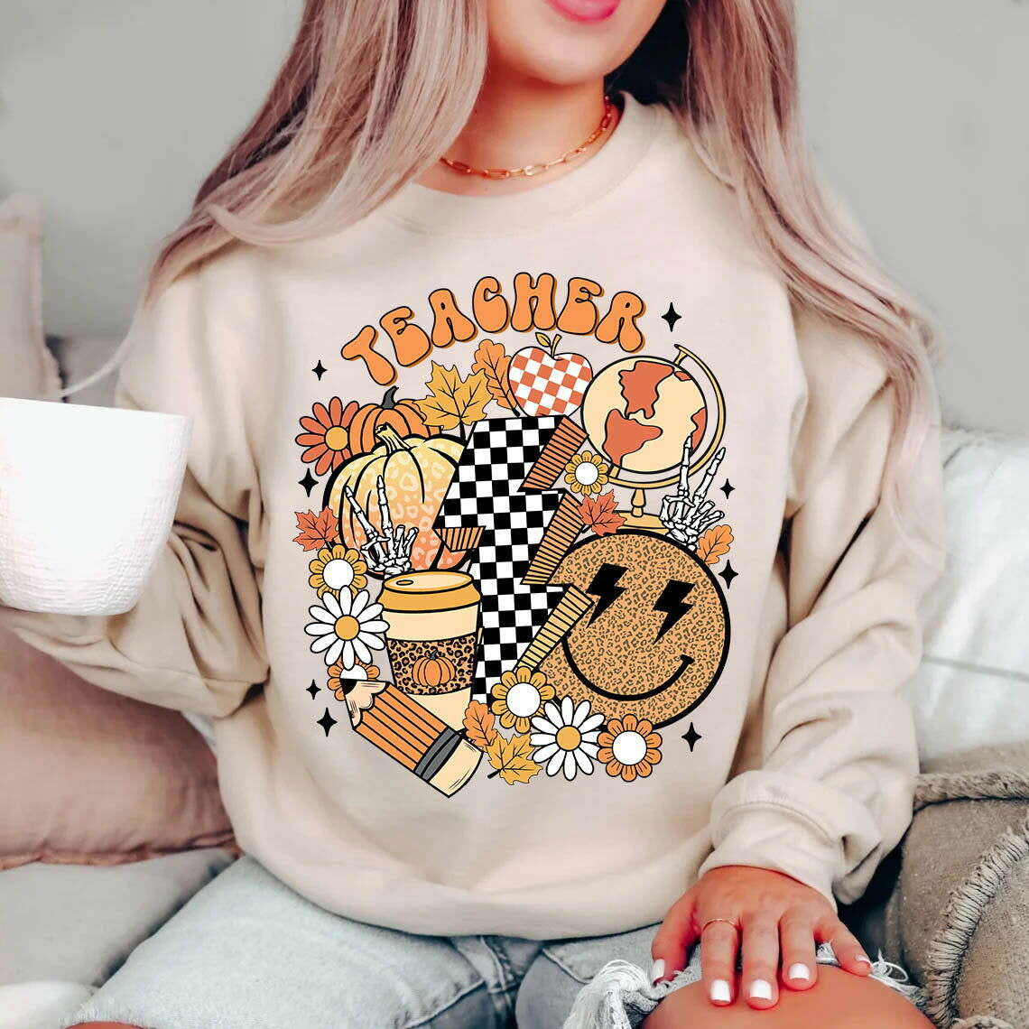 Fall Teacher PNG Shirt, Back To School Png