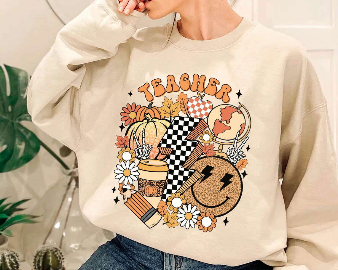Fall Teacher PNG Shirt, Back To School Png
