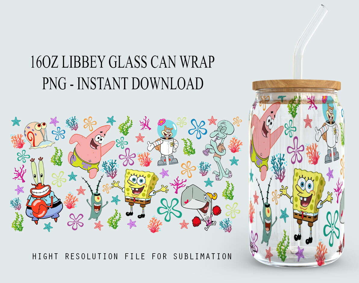 Cartoon Glass Can 16oz, Square PNG, Cartoon Coffee Libbey 16oz