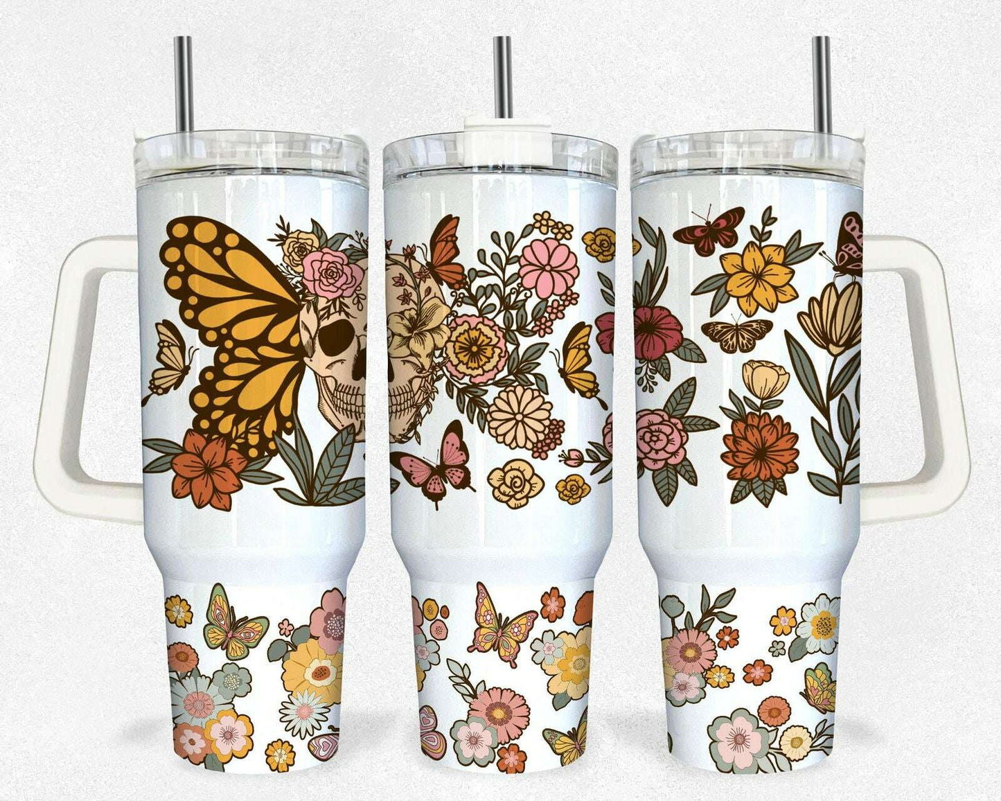 Gothic Skulls 40oz Tumbler Wrap, Design Sublimation