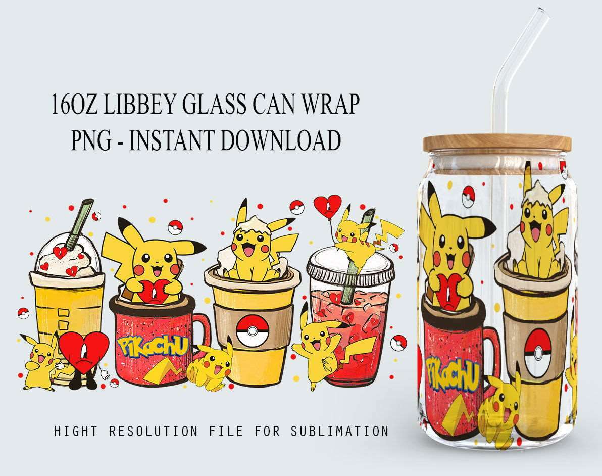 Gotta catch ‘em all Can Glass, Poke Glass Can Wrap, Poke Bad Bunny Glass Can Wrap