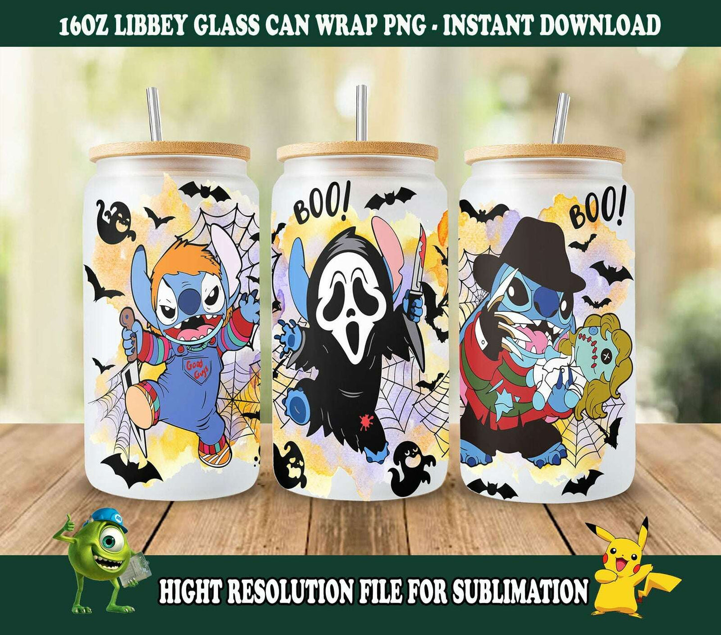 Halloween Tumbler, 16oz Libbey Can Glass, Horror Tumbler Wrap