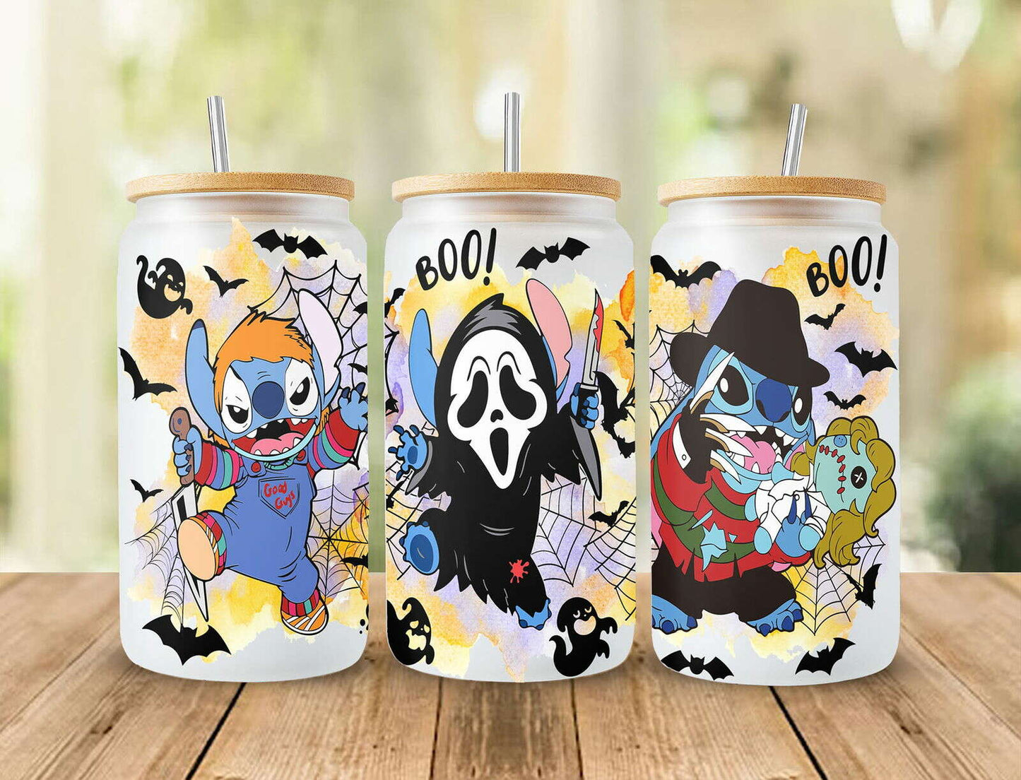 Halloween Tumbler, 16oz Libbey Can Glass, Horror Tumbler Wrap