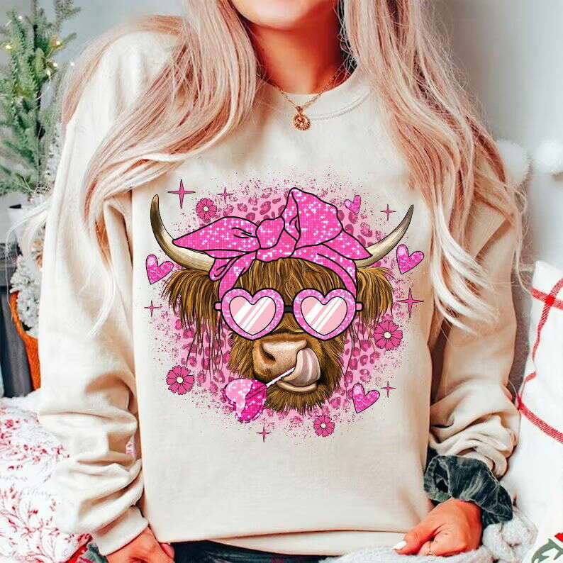 Heifer Valentine Png, Highland Cow Valentine Png 2