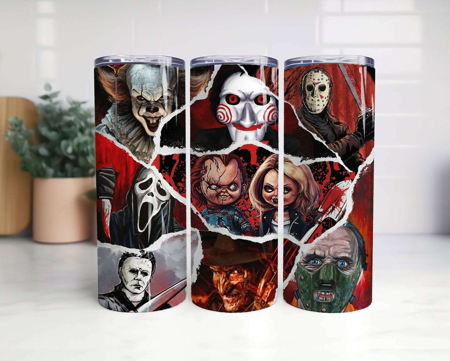 Hor 20 Oz Skinny Tumbler Wrap Png Sublimation Design, Halloween tumbler 1