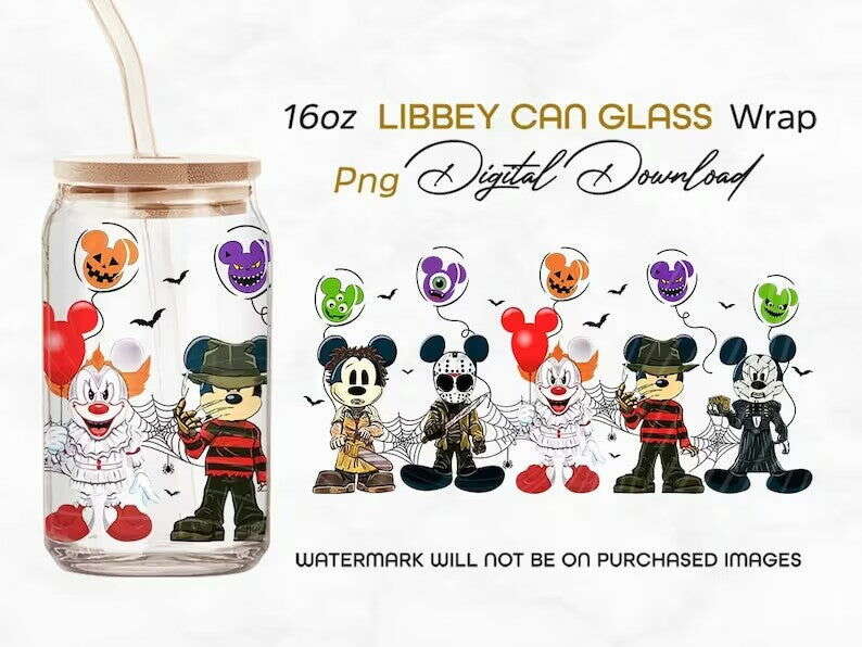 Horror 16oz Libbey can Glass, horror sublimation