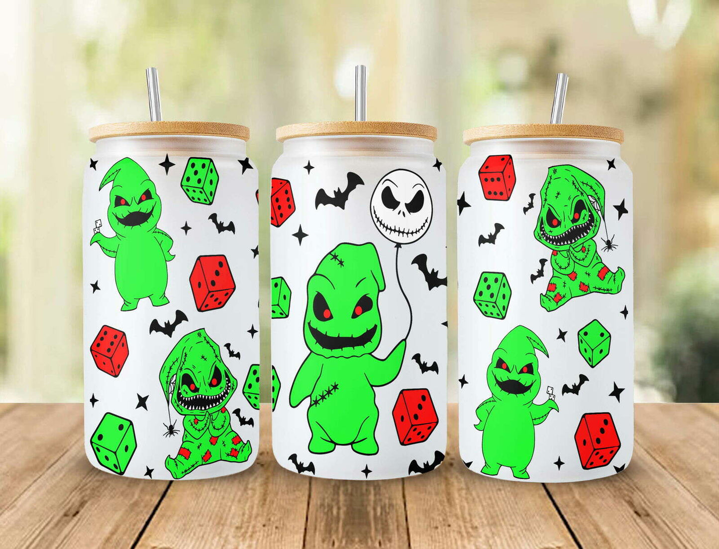 Horror Character 16oz Can Glass Wrap, Halloween Design Sublimation