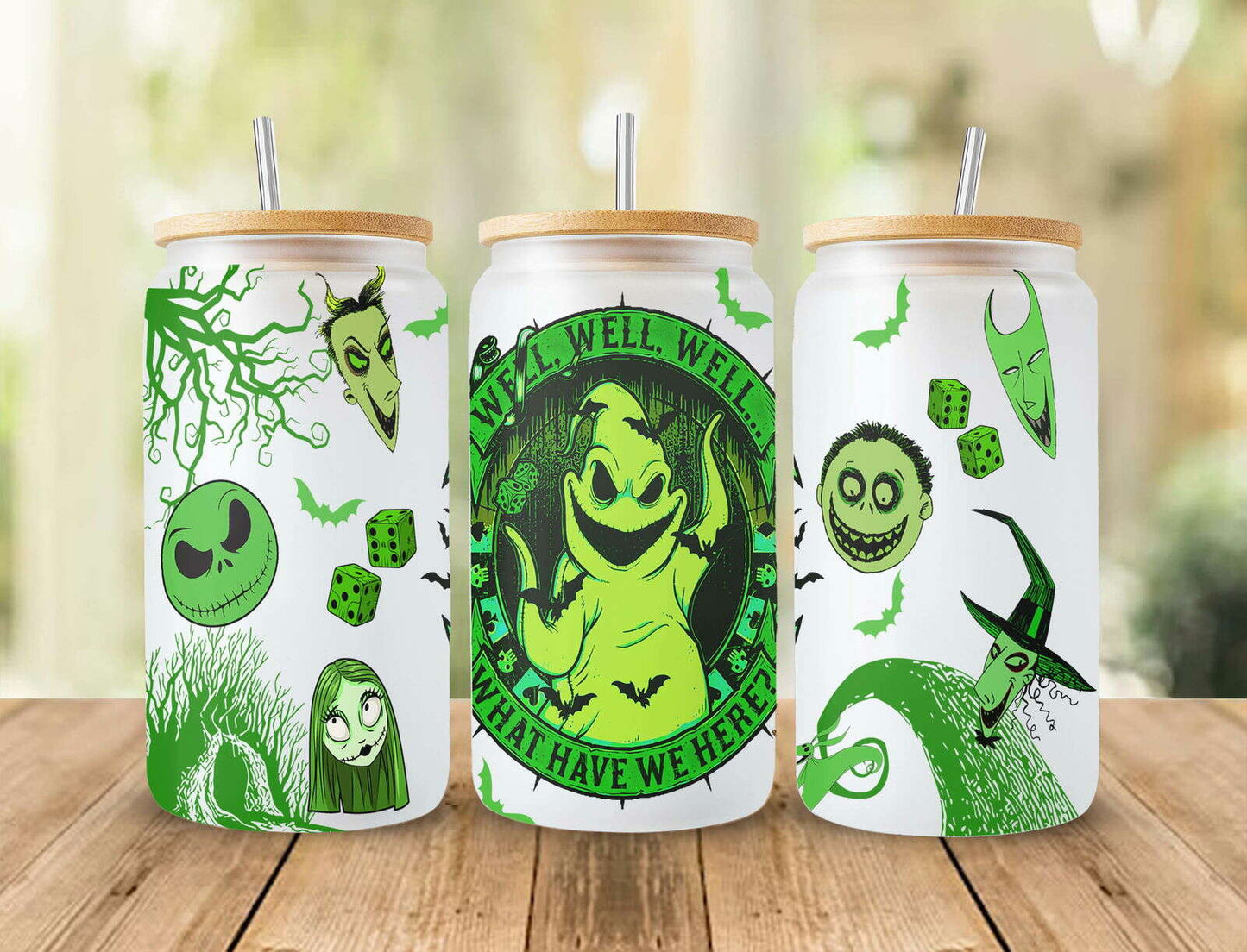 Horror Character 16oz Can Glass Wrap, Halloween Sublimation Design