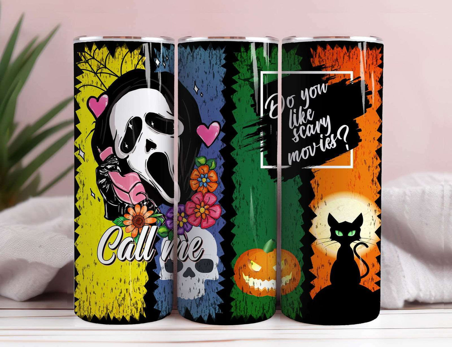 Horror Characters Tumbler Wrap, 20Oz Skinny Tumbler PNG, PNG Sublimation Design