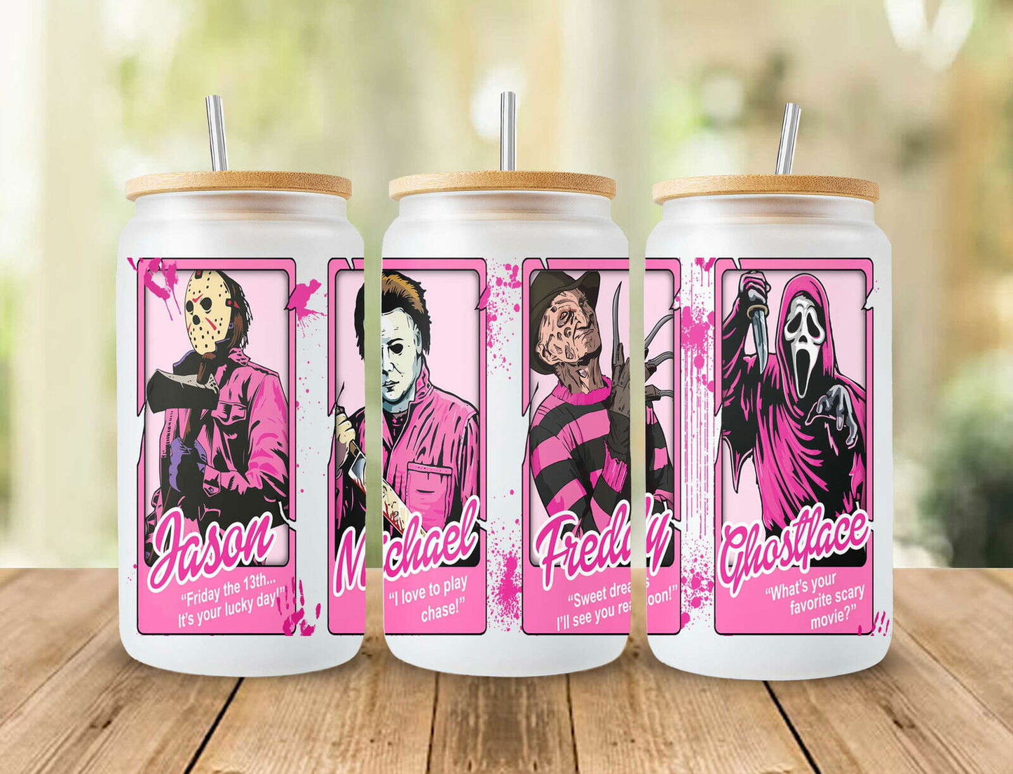 Horror Glass Wrap png, Horror PNG, Halloween 16oz Libbey Full Wrap PNG 5