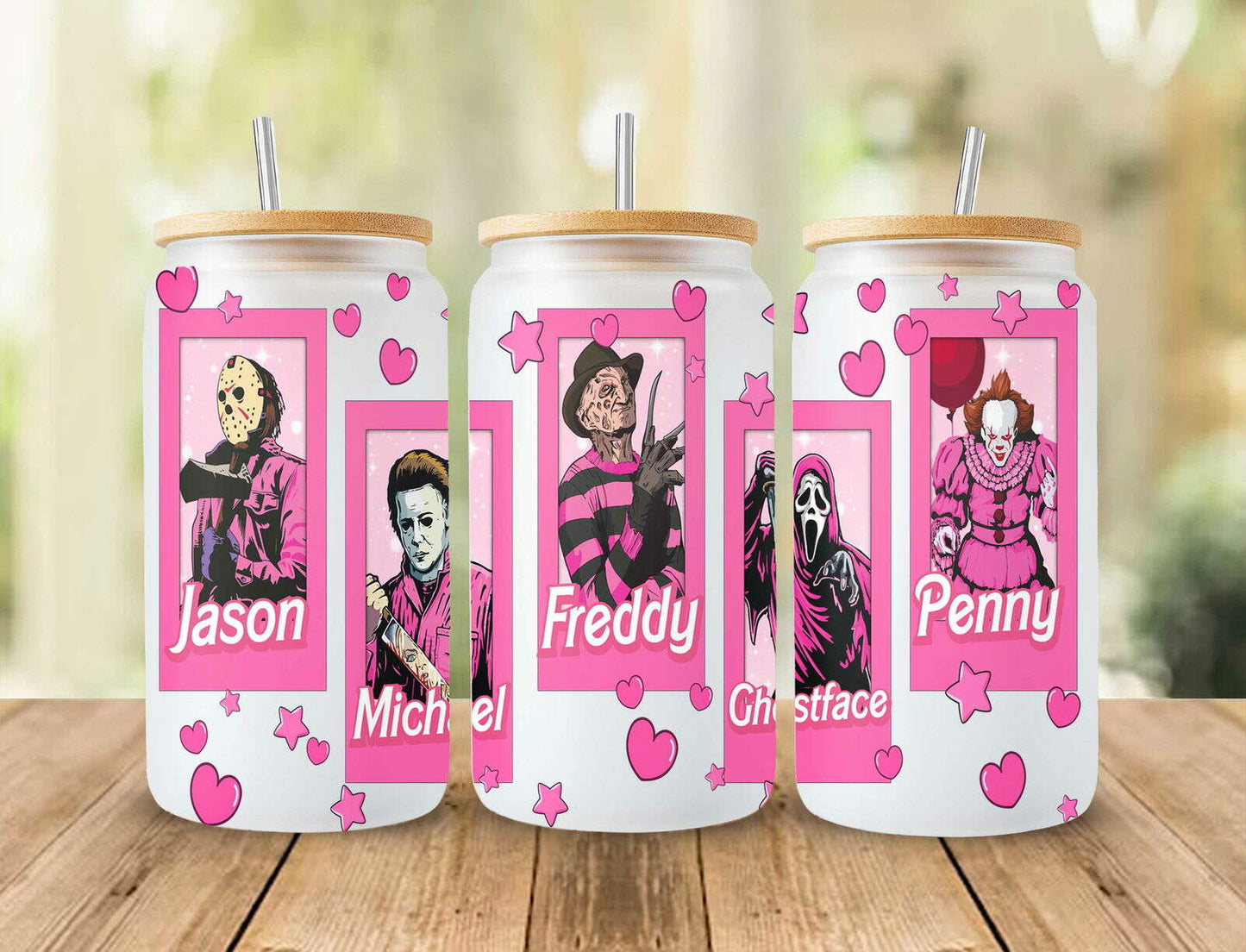 Horror Glass Wrap png, Horror PNG, Halloween 16oz Libbey Full Wrap PNG 7