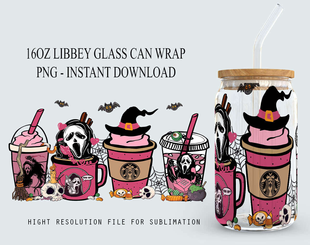 Horror Halloween 16oz libbey can Cartoon PNG