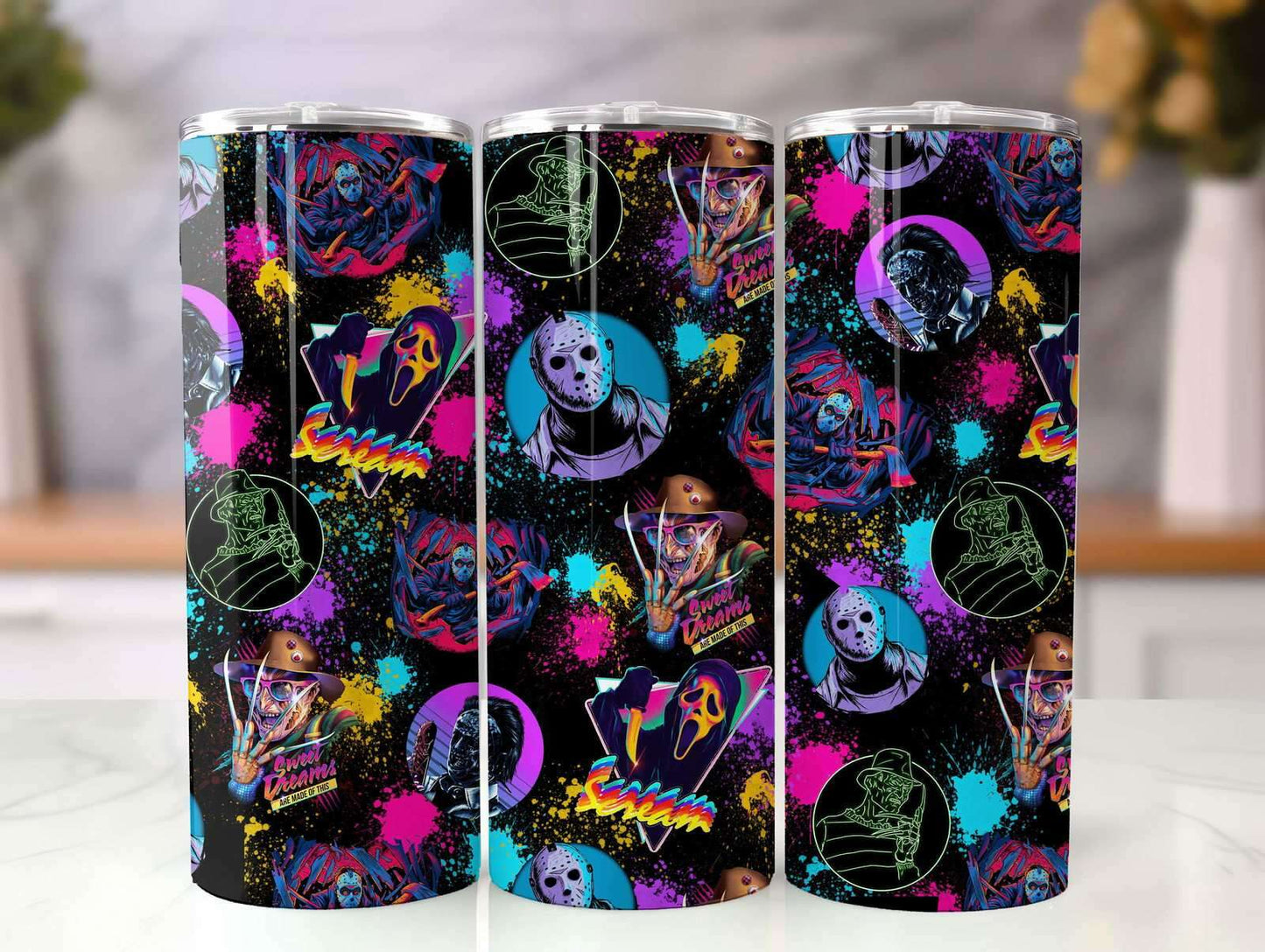 Horror Movies Characters Tumbler PNG, 20oz Skinny Tumbler PNG